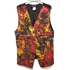 Rafferty Men’s Vest L Multicolor Abstract Tapestry Boho Festival Statement